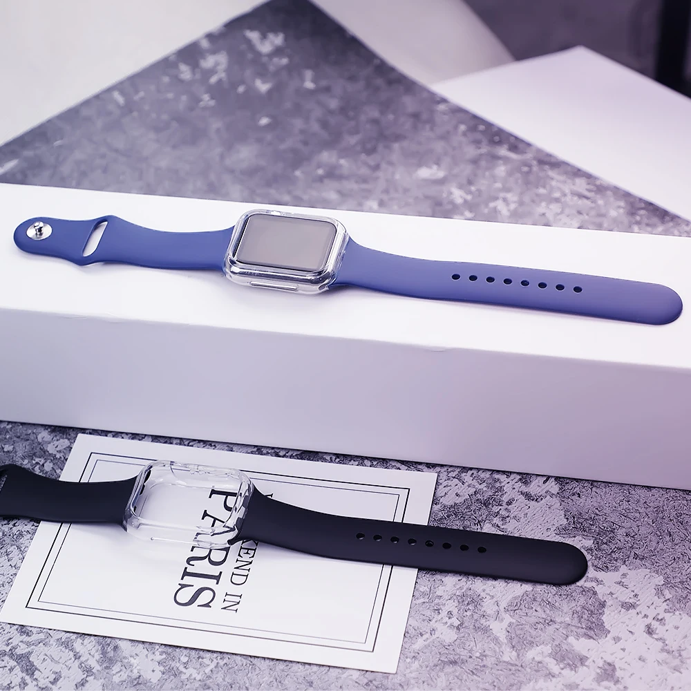 

TPU Case+Strap For Apple Watch band 44 mm 38mm iWatch 4 3 band correa watchband for Apple watch 4 3 42mm/40mm watch Accessories