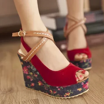 womens floral wedge sandals
