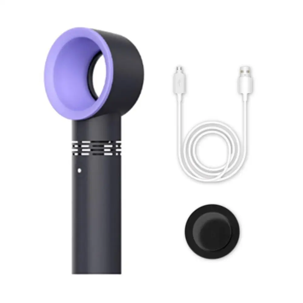

USB Rechargeable Portable Bladeless Fan Handheld Mini Air Cooler No Leaf Handy Fan With 3 Fan Speed Level LED Indicator