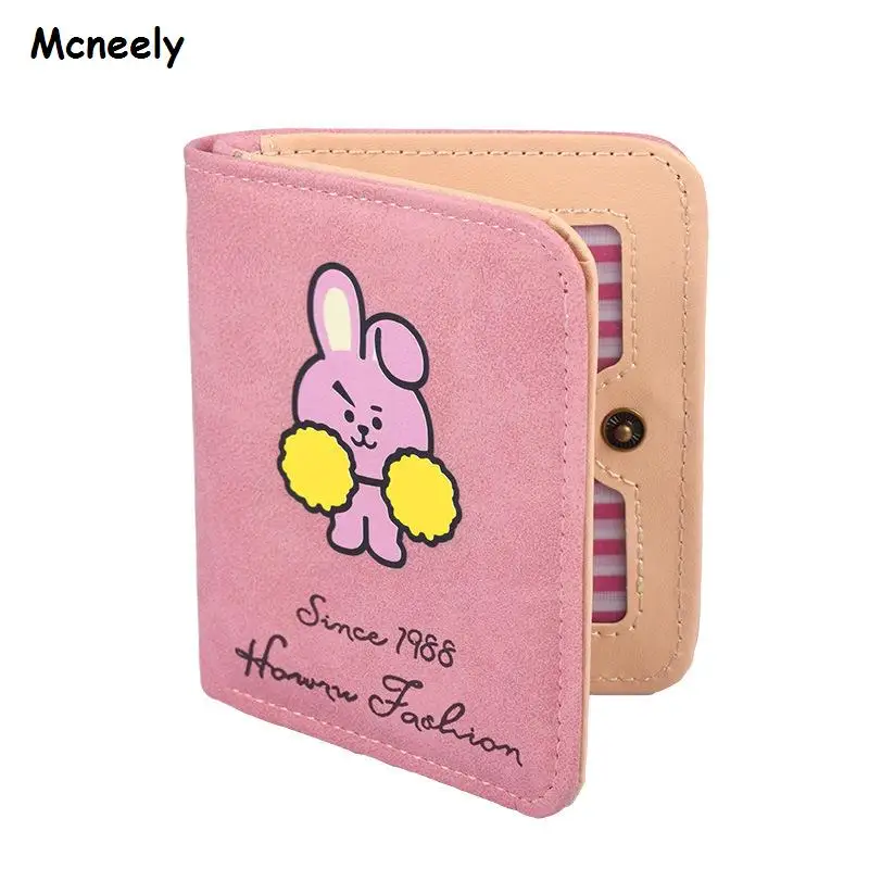 

Lovely Kids Small Purse Fashion BT21 Mini Wallet Female Short Wallets Japan Students Lovely Purse Female Small Wallet for Women