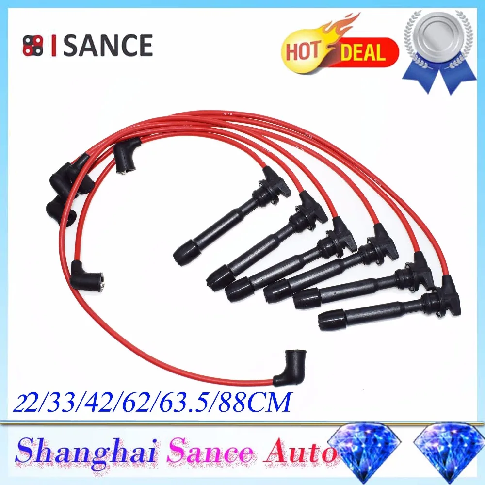 

ISANCE Ignition Spark Plug Wire Set For Hyundai Tiburon Sonata Santa Fe Kia Magentis Optima 2.7L V6 09015 3878 6086 27707