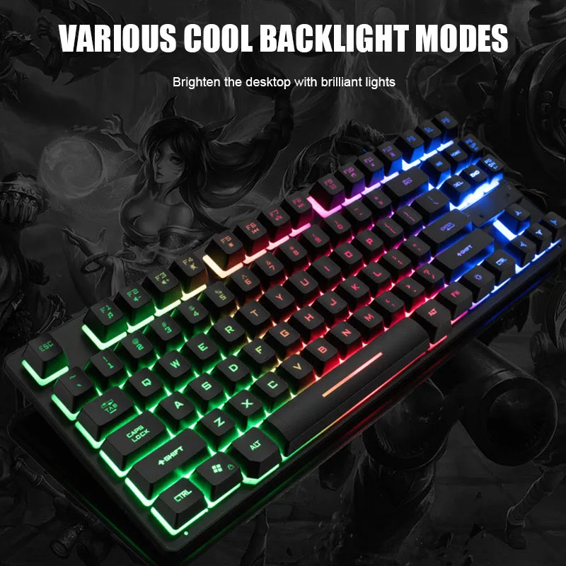 

87 Key Gaming Keyboard Mechnical Backlight Waterproof Ergonomic Durable Keypad GDeals