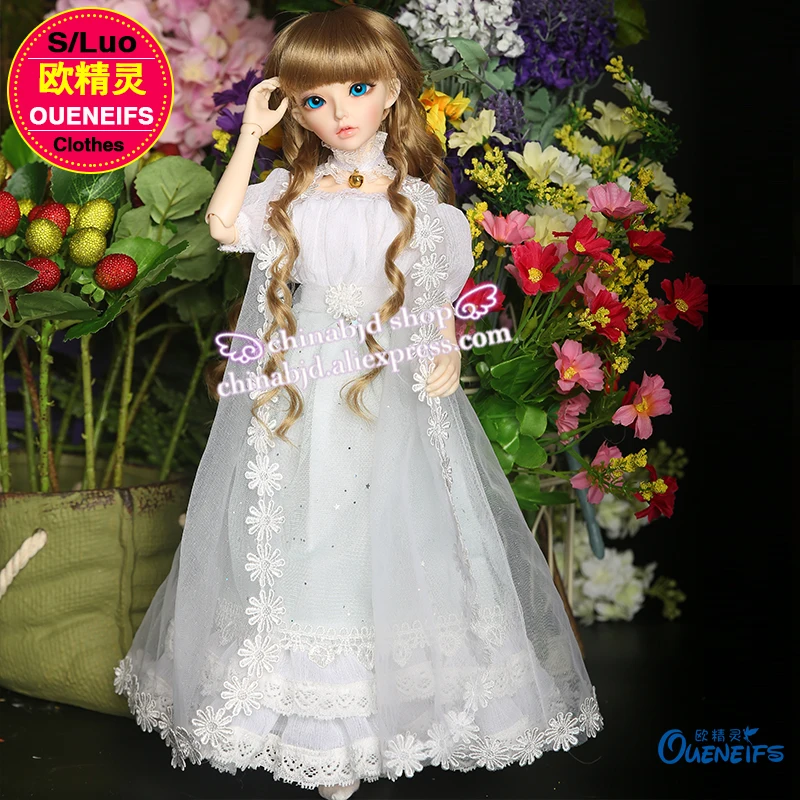 BJD Doll/1/4 одежда длинное платье для девочек Сетчатое трикотажное пальто YF4-64 с кружевным краем для Minifee IP, Детские аксессуары для куклы
