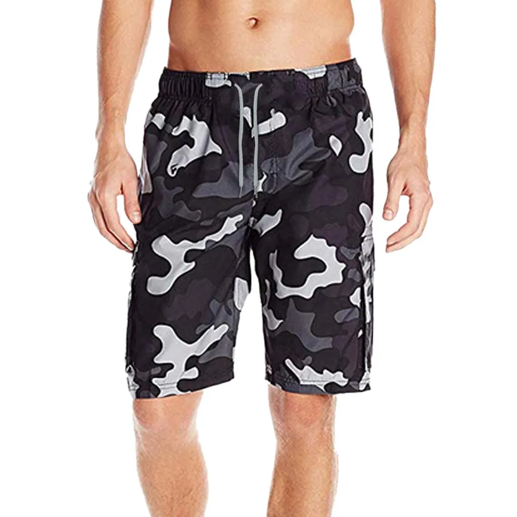 

Men'S Beach Camouflage Splice Work Casual Quick Dry Men Short Trouser Shorts Pants Straight Loose Elstic Waist Heren Zwemshorts