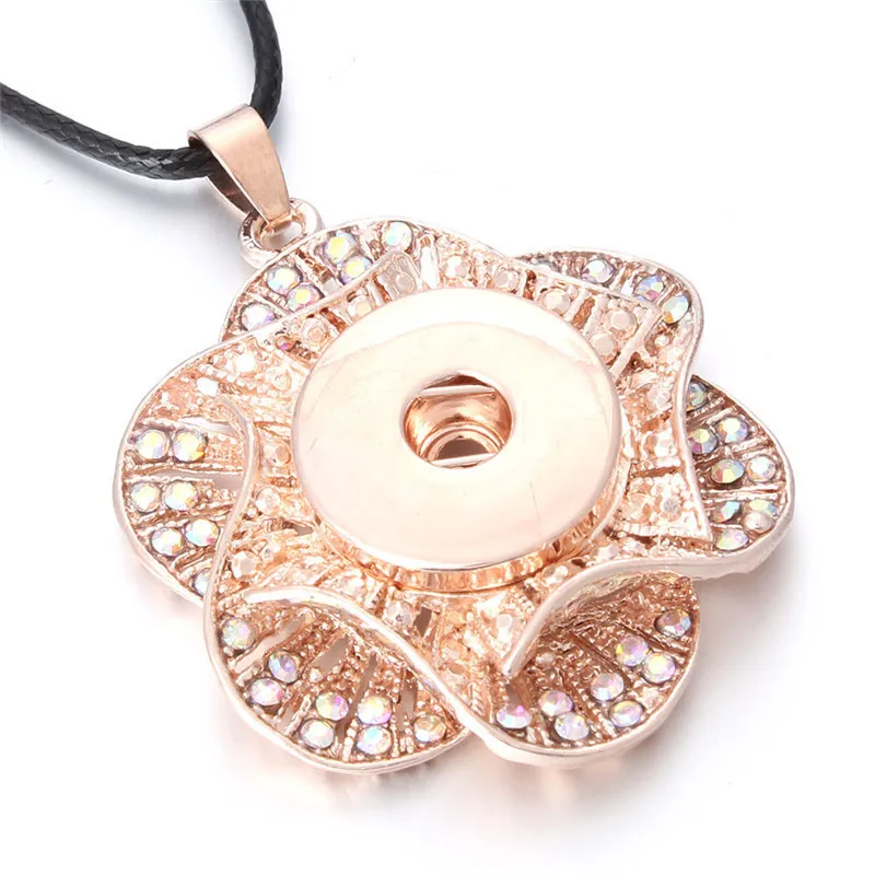 Кнопки ювелирные изделия розовое золото Кристалл цветок кнопка ожерелье с защелкой DIY 20 мм 18 мм кулон с кнопкой ожерелье для женщин
