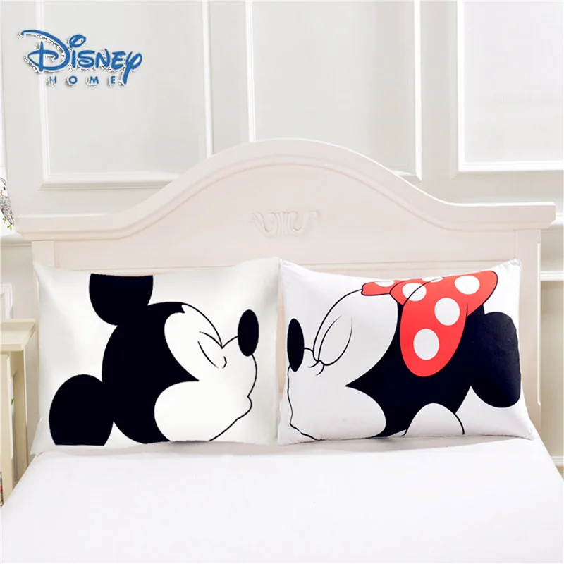 

Disney Mickey and Minnie Mouse Pillow Case 2 pieces Mr Mrs Couple Lover Gift Throw Pillow cover shams cartoon 3d linen girls Bed