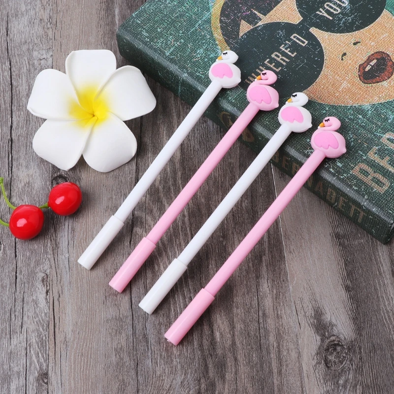 

4 pcs Flamingo Swan Gel Pen Signature Pen Papelaria School Office Supply Gift