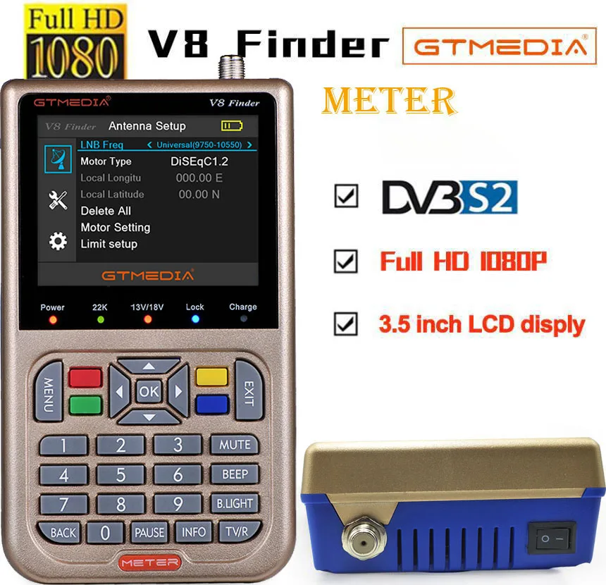 Freesat 3.5 Inch LCD FTA Signal Pointer Digital Satellite Meter V8 Finder LOT Fr 