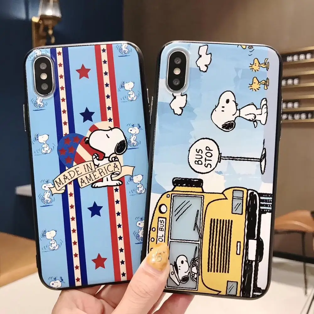 Cartoon Anime Snoopy Mobile Shell for Apple iphones 6/6s 6plus 7 8 7plus 8plus X XR Xs XSMax cute bus phone case | Мобильные