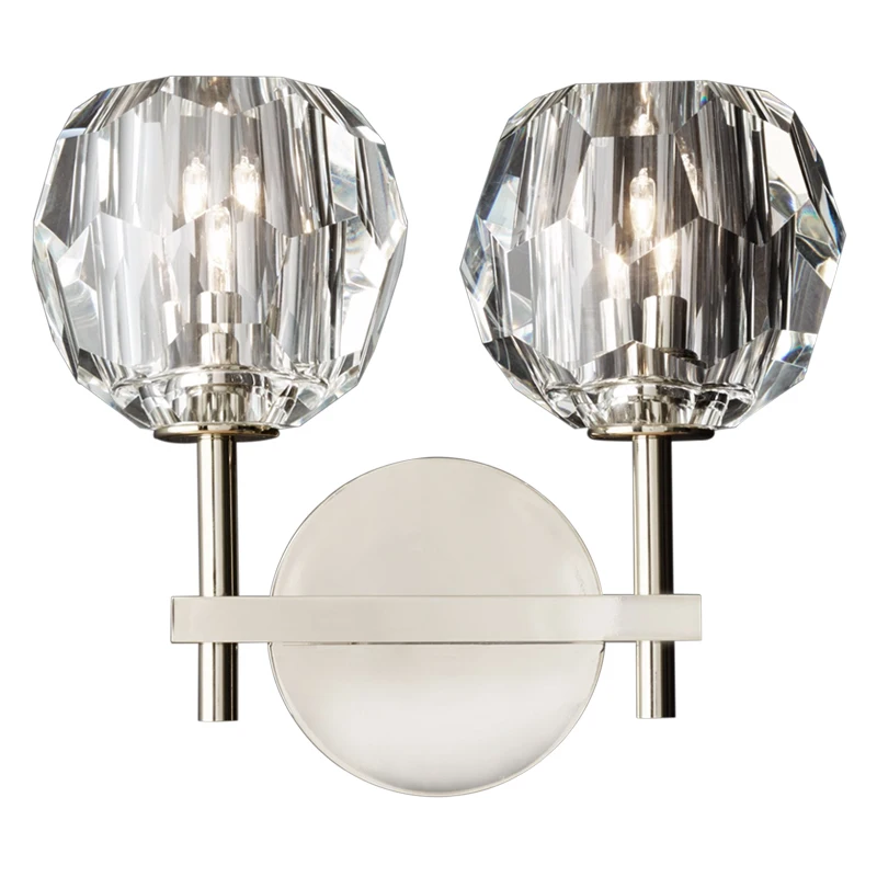 

Chrome iron body led modern living room crystal wall lamp
