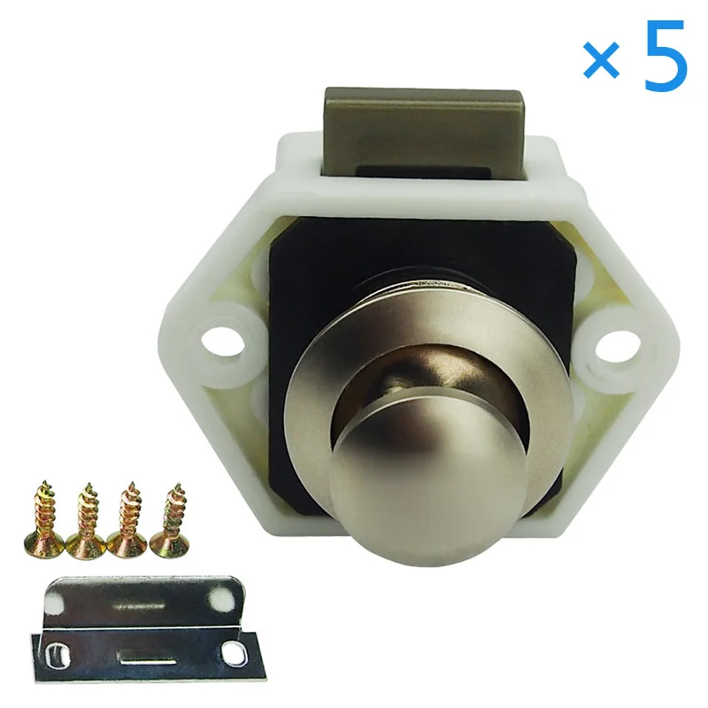 

5 pcs Mini Push Button Catch cupboard pop up knob camper lock handle latch MJJ88