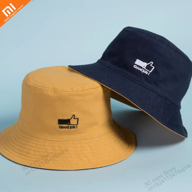 

HOT xiaomi mijia double-sided 2 color simple fisherman hat unisex foldable visor 100% cotton outdoor sunscreen bucket cap smart