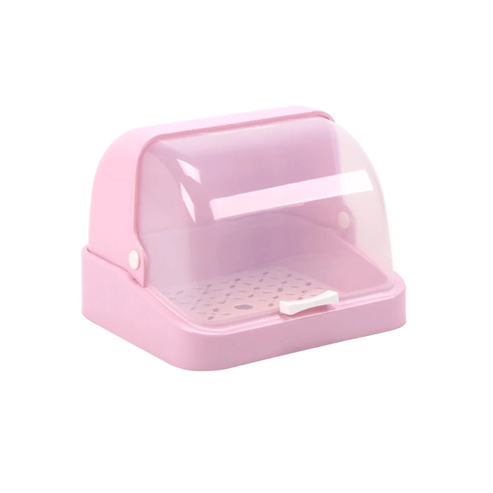 Прозрачная пластиковая сушилка для бутылочек для кормления ребенка, сушилка для стеклянной посуды, сервант, коробка для хранения, органайзер с крышкой для кухни - Цвет: Pink