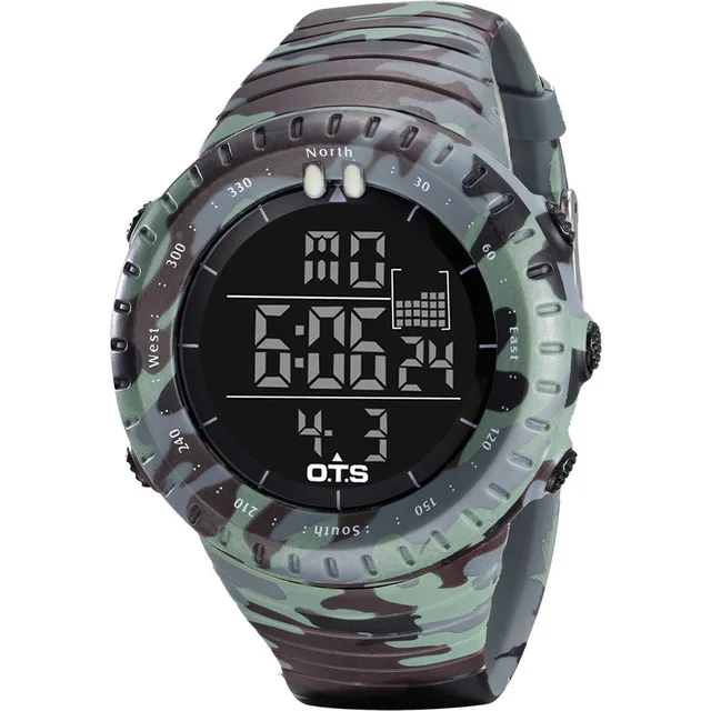 OTS цифровые часы мужские спортивные часы 50 м водонепроницаемые часы с большим циферблатом светодиодный часы для улицы военные светящиеся наручные часы - Цвет: Light Camouflage