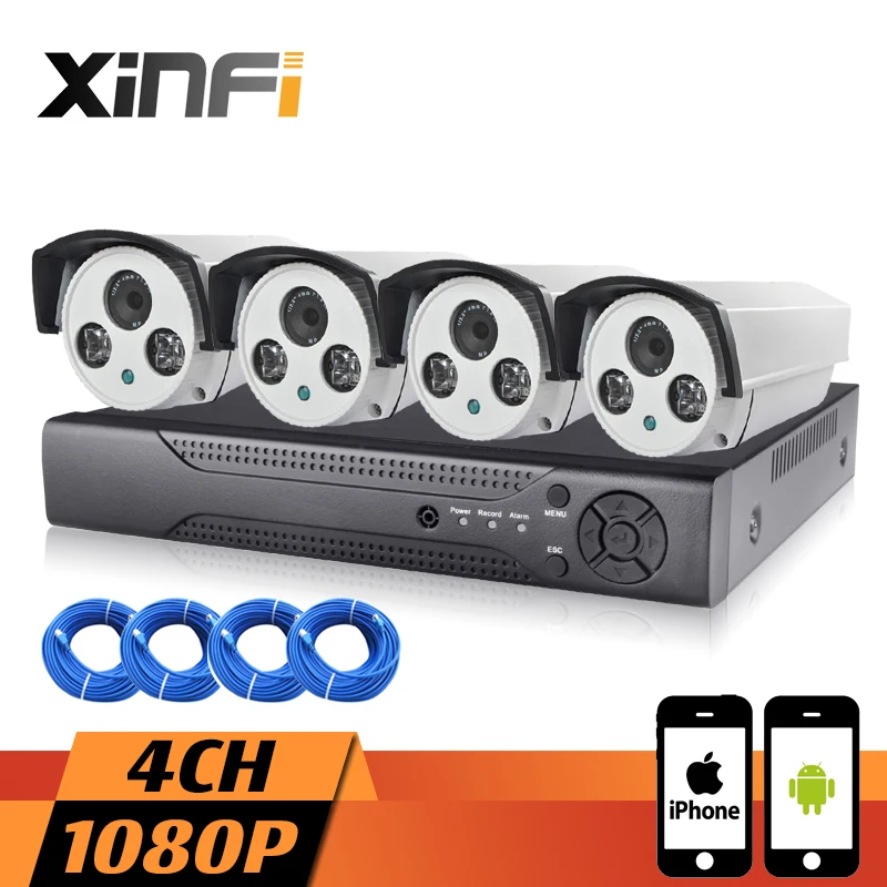 Система видеонаблюдения XINFI 4 канала HDMI NVR 1080P HD 2 МП | Безопасность и защита