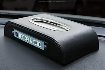 

Car Phone Number Kit Tissue Box Universal PU Car Sun Visor Hanging Type Pattern Tissue Cover In Car Styling