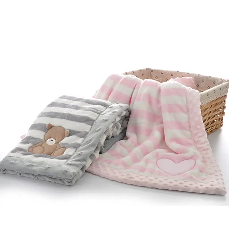 Двухслойное детское одеяло с рисунками животных из мультфильмов; теплое хлопковое детское одеяло для новорожденных; накидка для коляски; зимнее детское одеяло