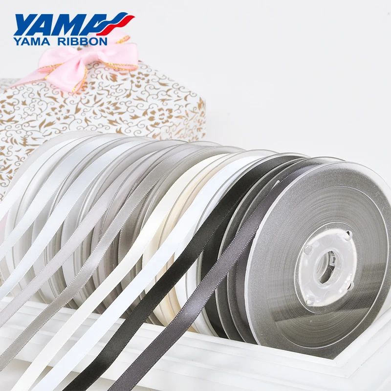 YAMA 100 ярдов Двусторонняя атласная лента 6 9 13 16 19 22 мм черный красный белый