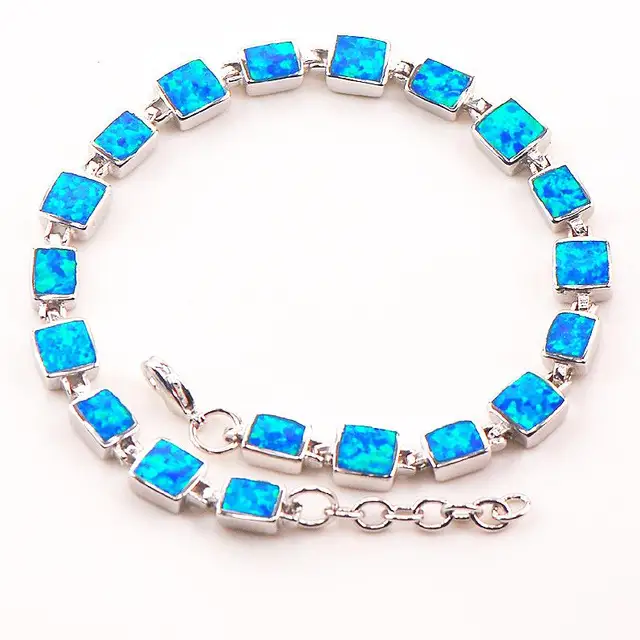 Blue Fire Opal 925 Sterling Silver Bracelet P88 8 Free Ship High Blue Fire Opal 925 Sterling Silver Bracelet P88 8 Free Ship High Quany Factory Price