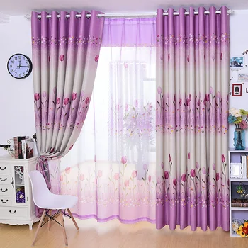 

Pastoral Sweet Tulip Shade Curtains for Bedroom Semi- Blackout Window Treatments Curtain Tulle for Living Room Custom Drapes 1PC