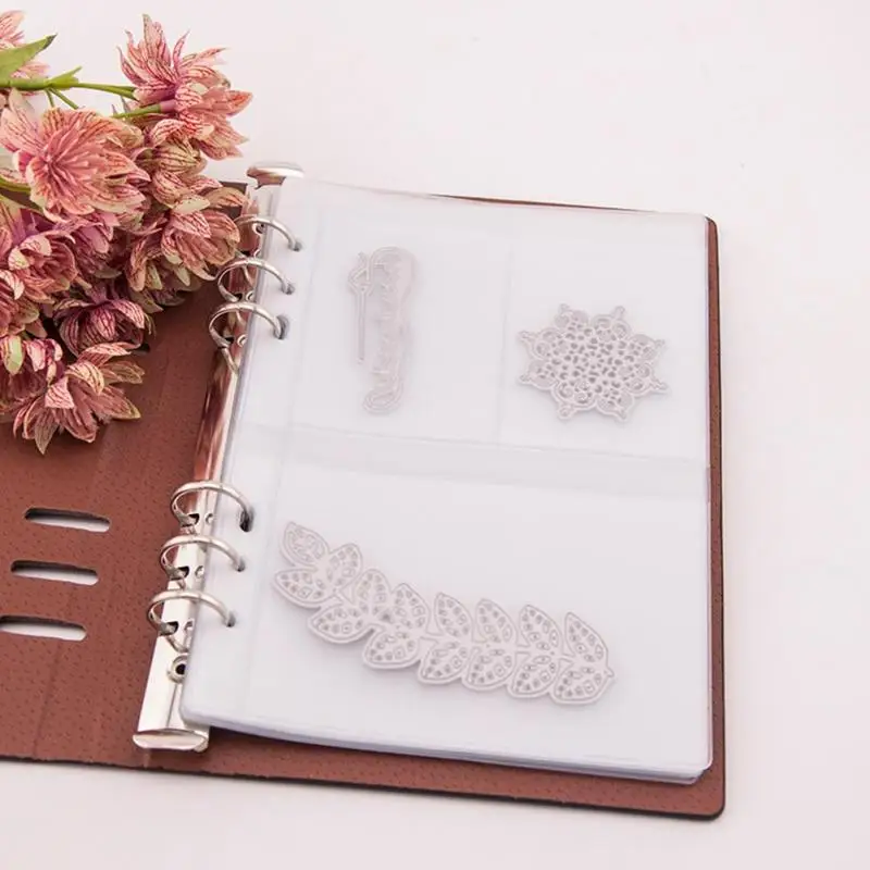 

5 Sheets Cutting Dies Storage Book 1/3/4 Grids Storage Album Book For Silicone Stamps Metal Cutting Dies Organizer Case
