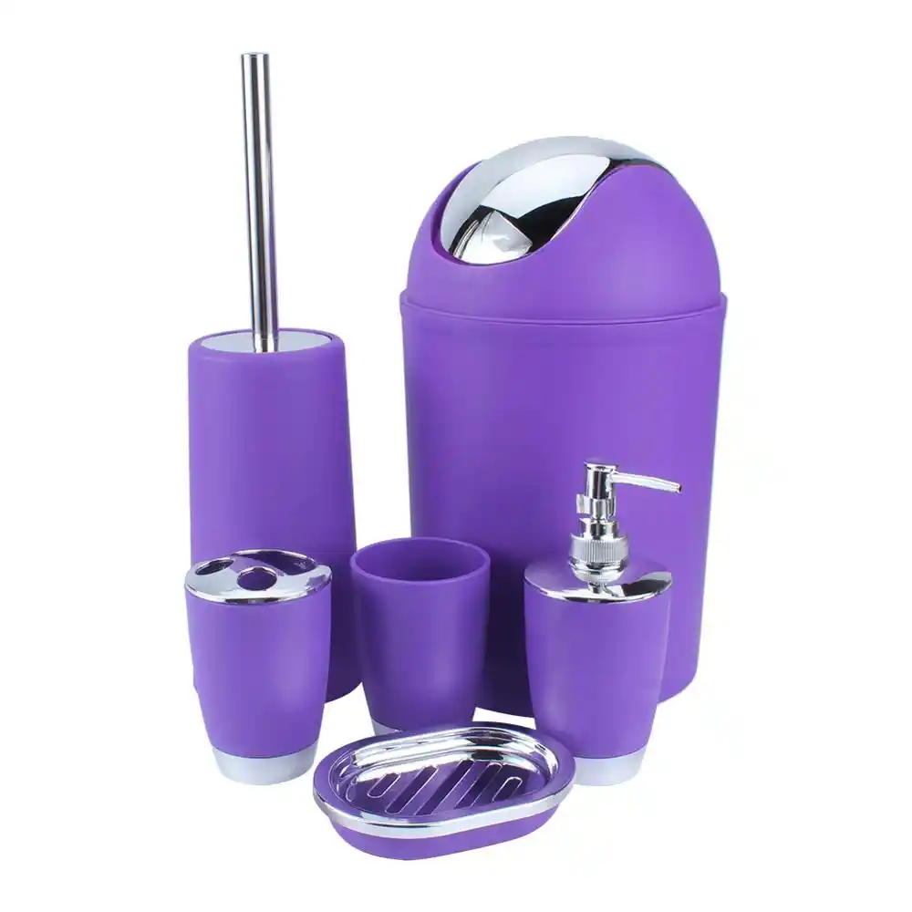 6pcs New Bathroom Accessory Bin Soap Dish Dispenser Tumbler Toothbrush Holder Purple Bathroom Accessories Sets Aliexpress