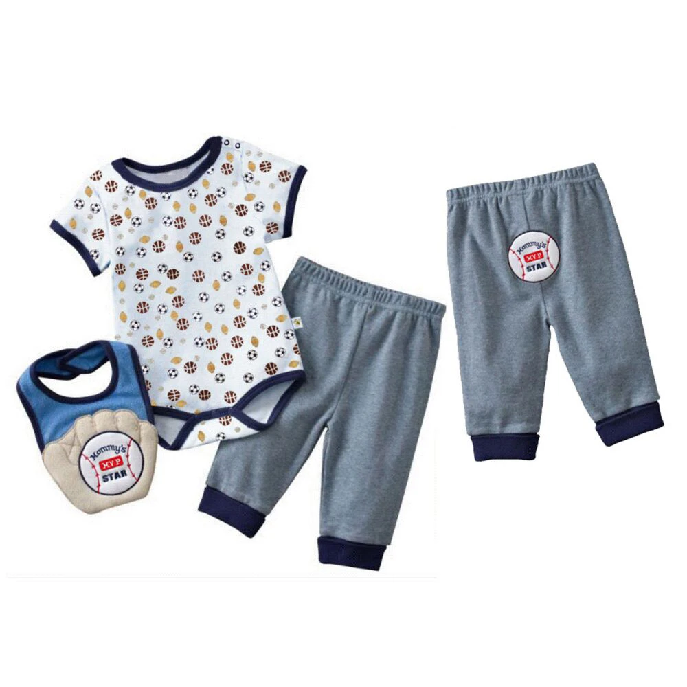  3 Pcs Baby Girl Clothes Set Summer Roupa Infantil Cotton Ice-cream Printed Baby Clothing Set Baby Romper+Baby Pants+Baby bibs (8)