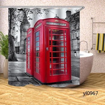 

Call Box Shower Curtains Ship Waterproof Bath Curtains Household for Bathroom Bathtub Large Wide Bathing Cover Rideau De Bain