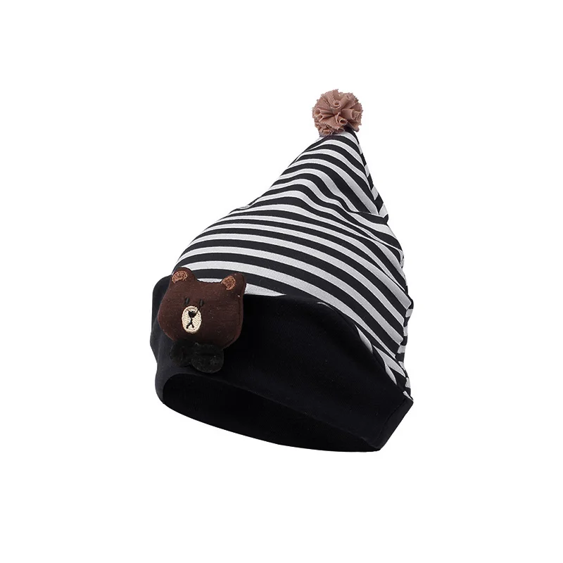 Striped Cotton Newborn Baby Hat Cartoon Bear Infant Beanie For Boys Cotton Newborn Baby Cap Spring Summer Baby Girls Clothing (12)