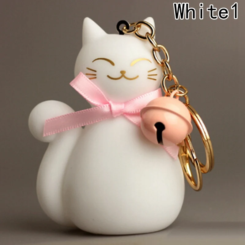 

Fashion Cartoon Lucky Cats Keychains Kids Women Kitten Leather Bells Portachiavi llaveros Chaveiro Keyring Rich Charms Gift