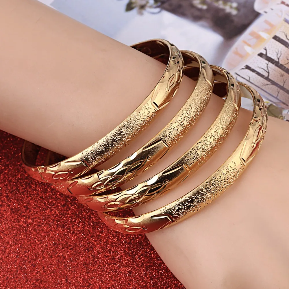 4 шт. золотой браслет для Для женщин золото Дубай Свадебные Эфиопский браслет Африка браслет Арабские Ювелирные изделия золотой браслет