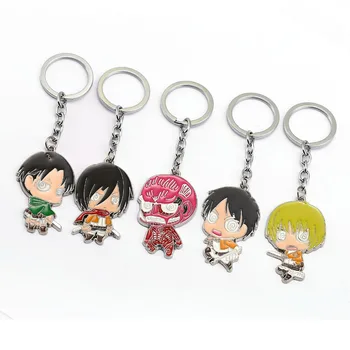 

HSIC Anime Attack on Titan Character Keychains Metal Figures Pendants Key Chain Levi Ackermann Alan Men Cartoon Jewelry 102197