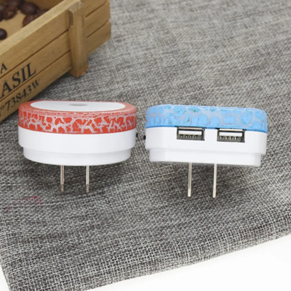 Smart Light Control LED Night Lamp Dual USB Ports Wall