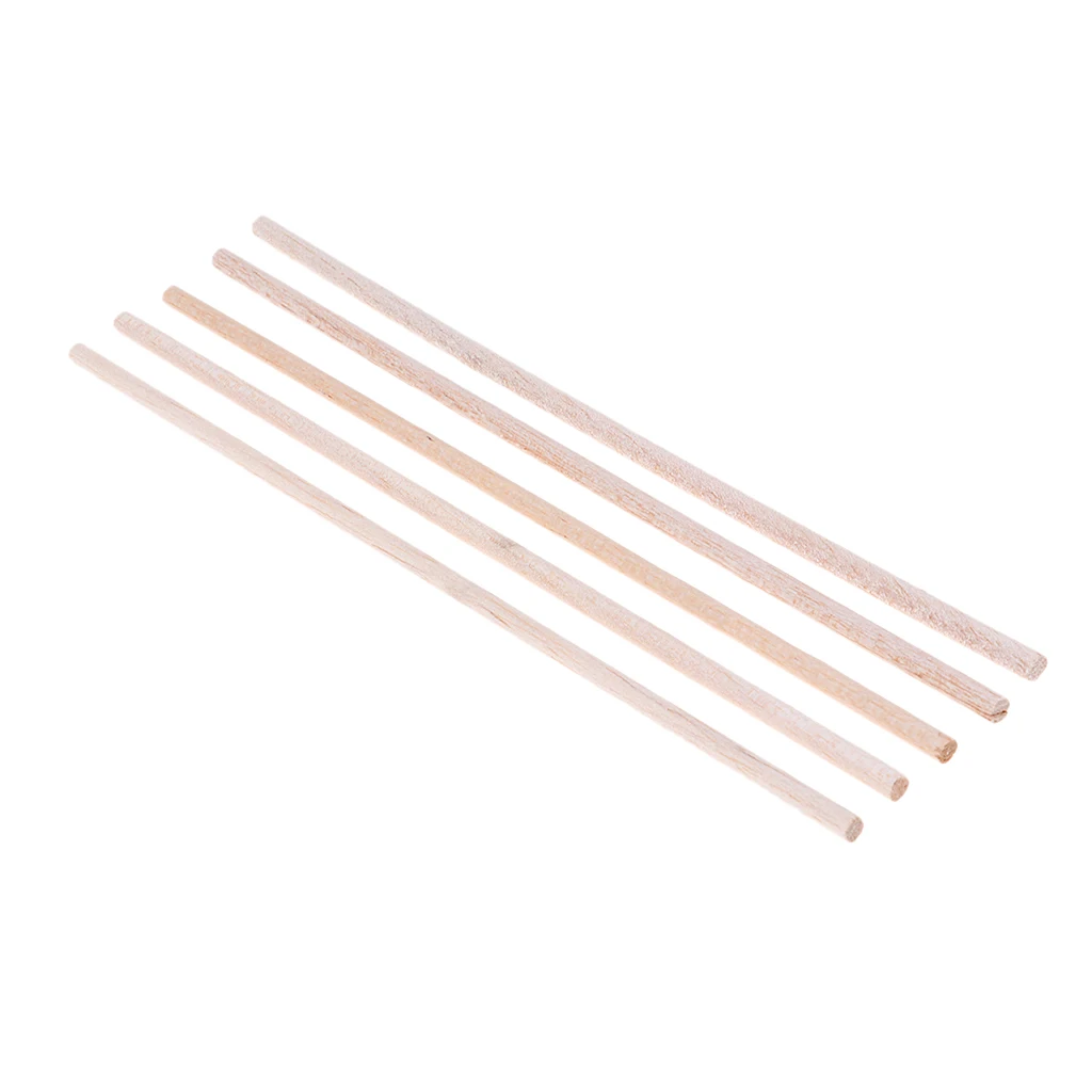 5pcs 6*250mm Craft Sticks Round Rod Balsa Wood Bar Hobby Model DIY Accessory