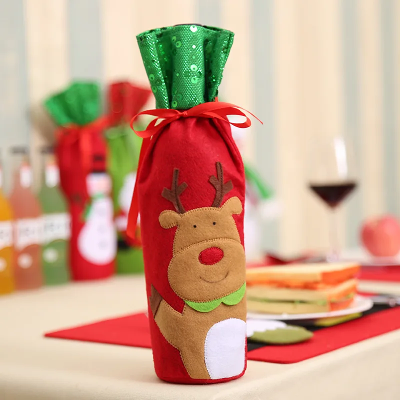 Рождественская крышка для бутылки с красным вином, сумка для украшения дома, новогодний бар, кухонный стол, бутылка шампанского, декор одежды, рождественские товары