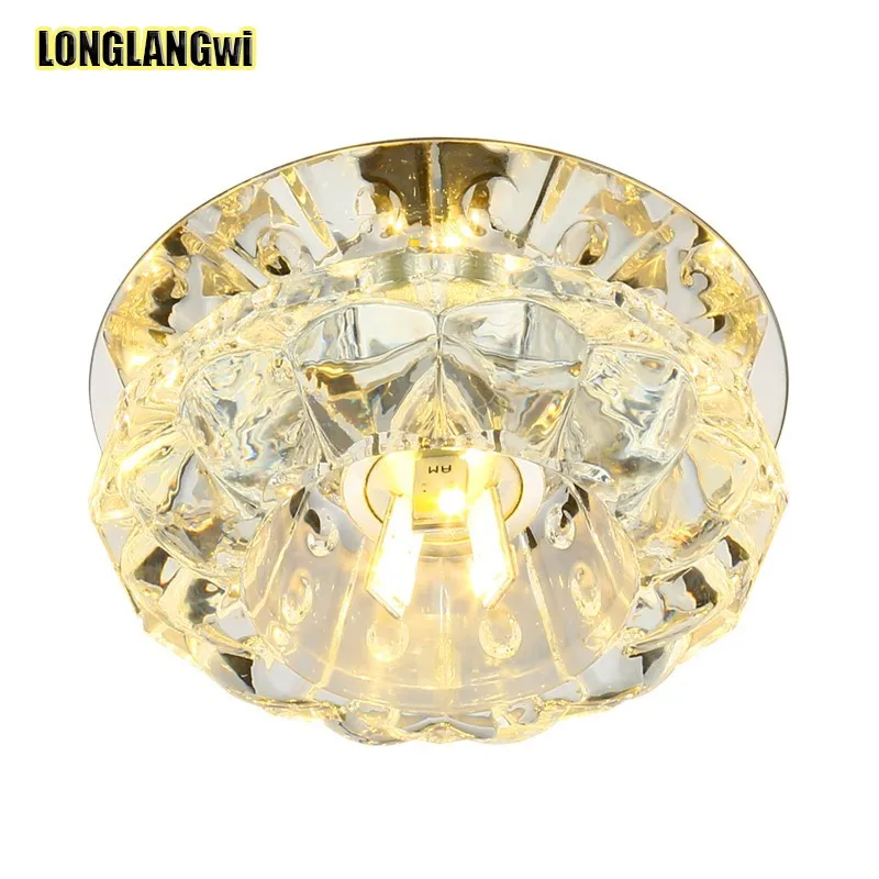 

3W Mini Crystal Ceiling Light Aisle Porch Corridor Light Lamp Cristal Lustres Dia 10cm Stair Flush Mount Crystal Lighting