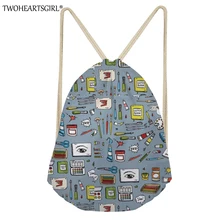 TWOHE Книги по искусству SGIRL тонкой Книги по искусству печати Для женщин Drawstring сумка девочек Школьный рюкзак карман Повседневное Красота рюкзака Путешествия Drawstring Backbag
