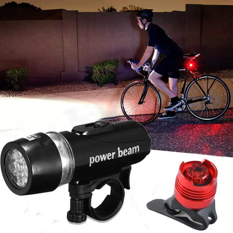 

1Set Bicycle Light headlight and tailight Waterproof Bright 5 LED Bicycle Cycle Front and Rear Back Tail Light Lights #^ HS &D