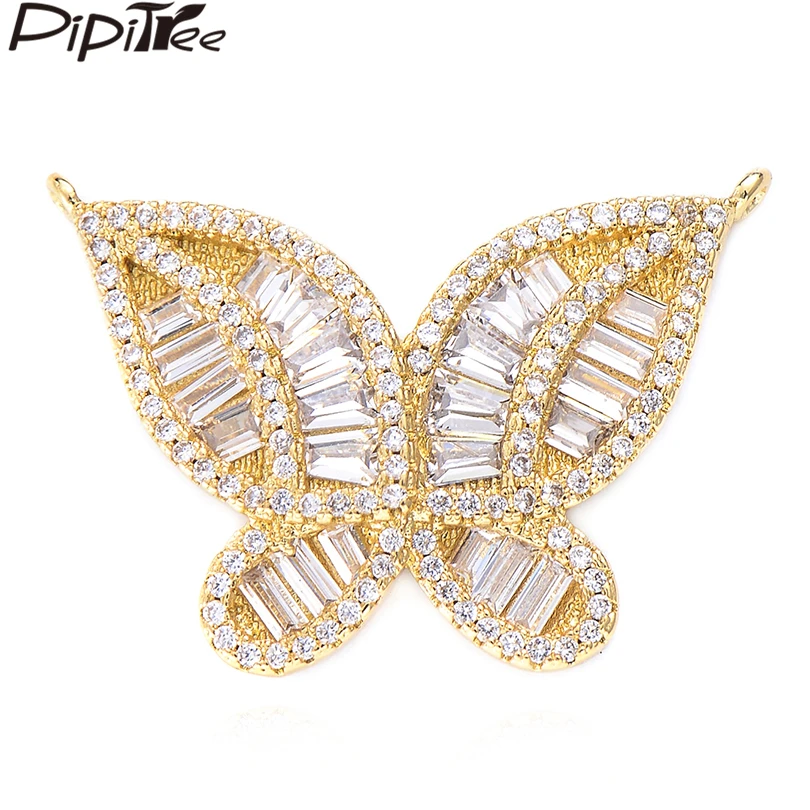 

Pipitree Shiny Butterfly Charm Big CZ Charms Fit Bracelets Necklaces Jewelry Making Women Girl Handmade DIY Beads Connector