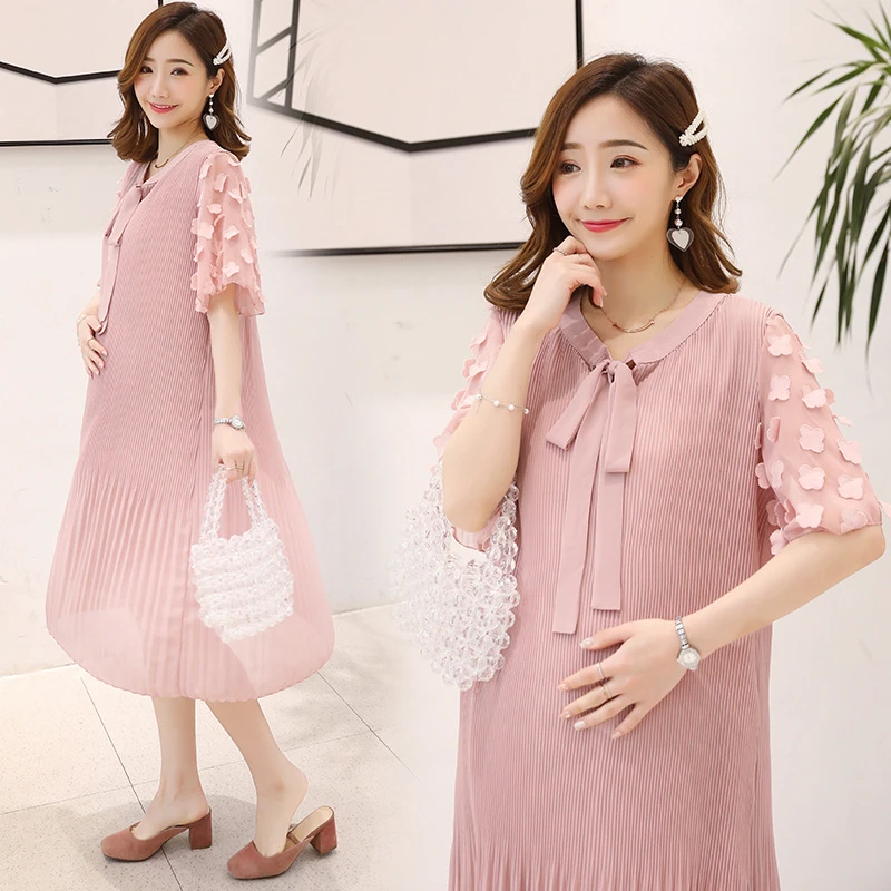 pink chiffon maternity dress