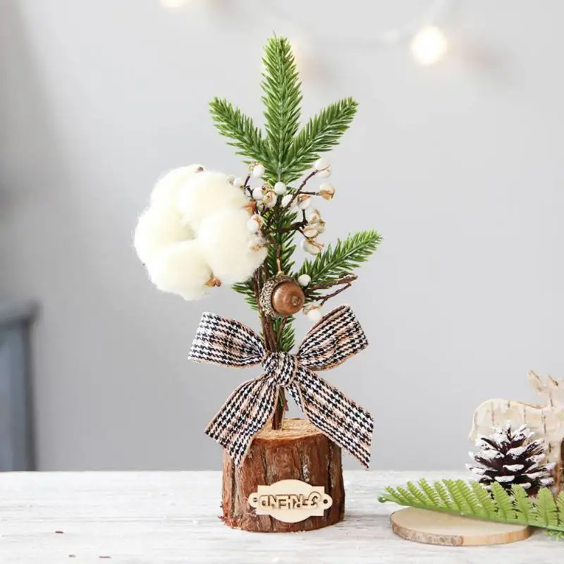 Рождественские Мини-елки, рождественское домашнее настольное украшение, мини Рождественское украшение с деревянной основой, искусственное дерево, растение, Рождественское украшение