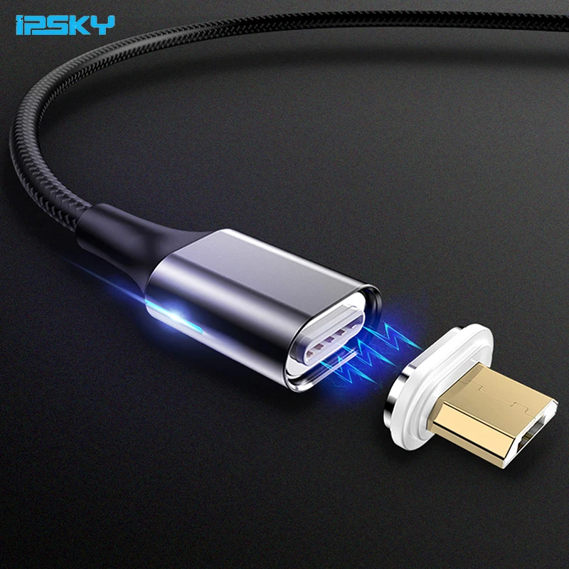 

IPSKY Magnetic Micro USB Cable Magnetic Charge Cord For Huawei Supercharge 3A Fast Charging USB LED Data Powerline For Samsung