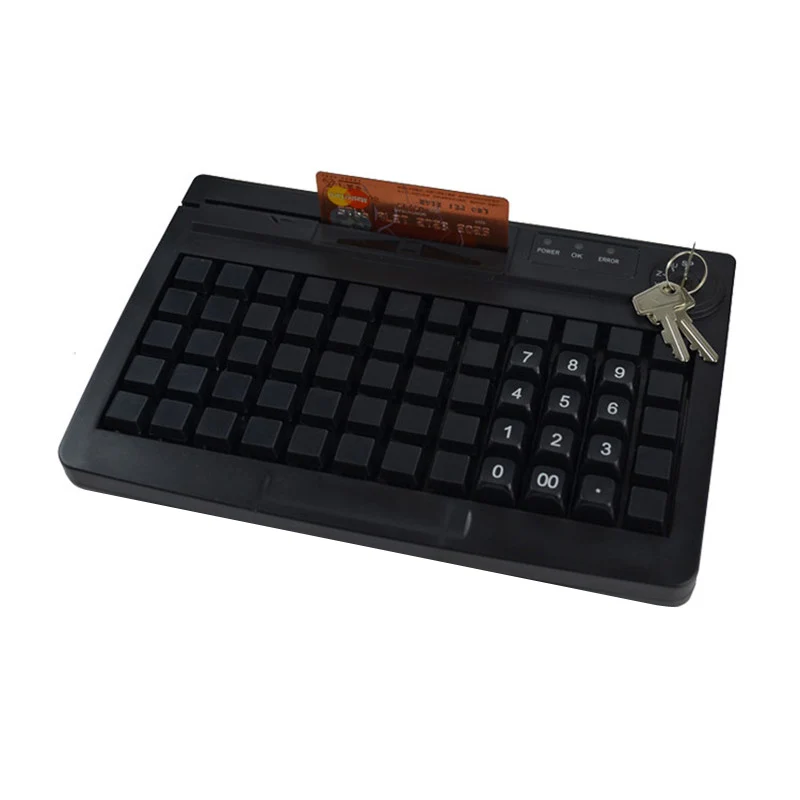 

KB60 Heavy-Duty POS Keyboard with Magnetic Stripe Card Reader, Antimicrobial Keyboard for Medical Application