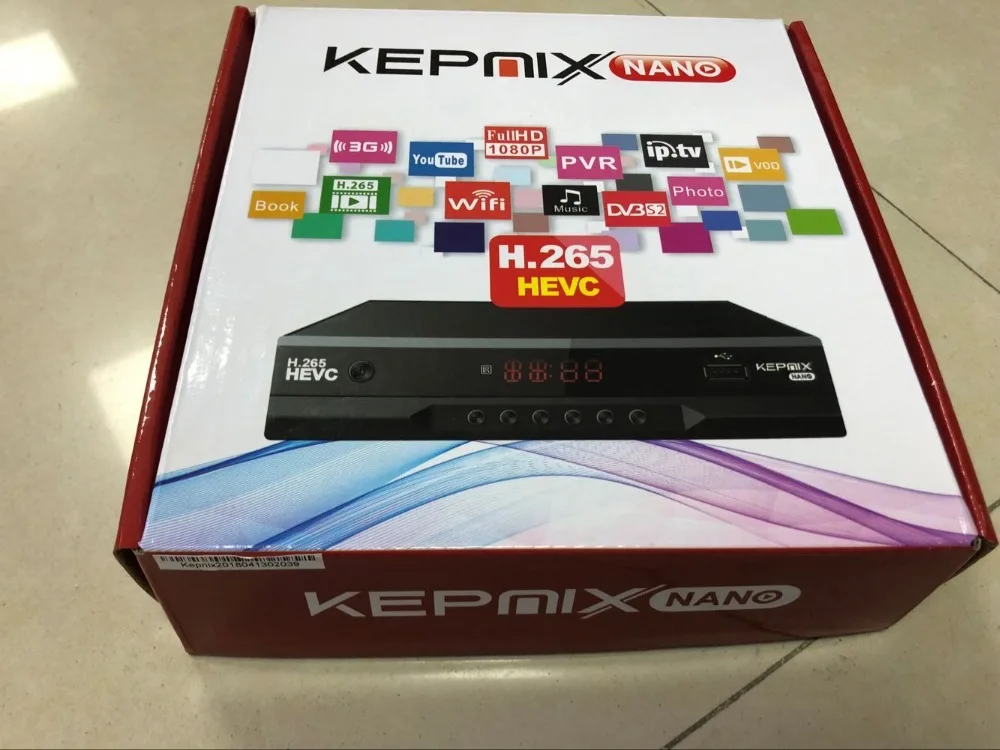 Kepnix nano 4pcs h.265 sunplus cpu hevc satellite receiver supports powervu autoroll biss 3G modem 2xusb port 1ptv1 indoor digital tv antenna