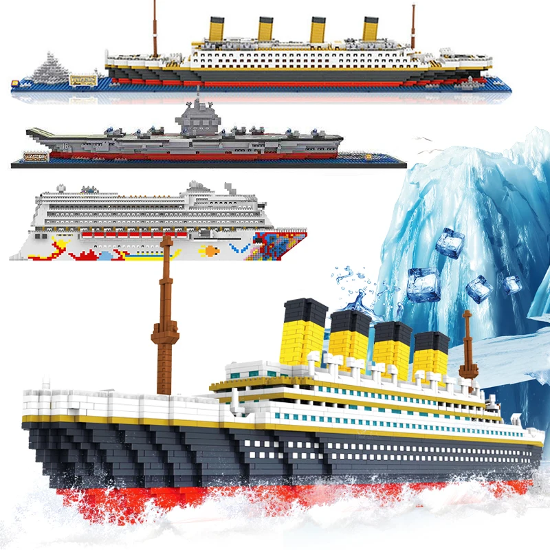 

Ship Titanic RMS Mini Nano Blocks Building Cruise Boat Set Brick Toys Aircrafted Carrier Pirate Black Pearl