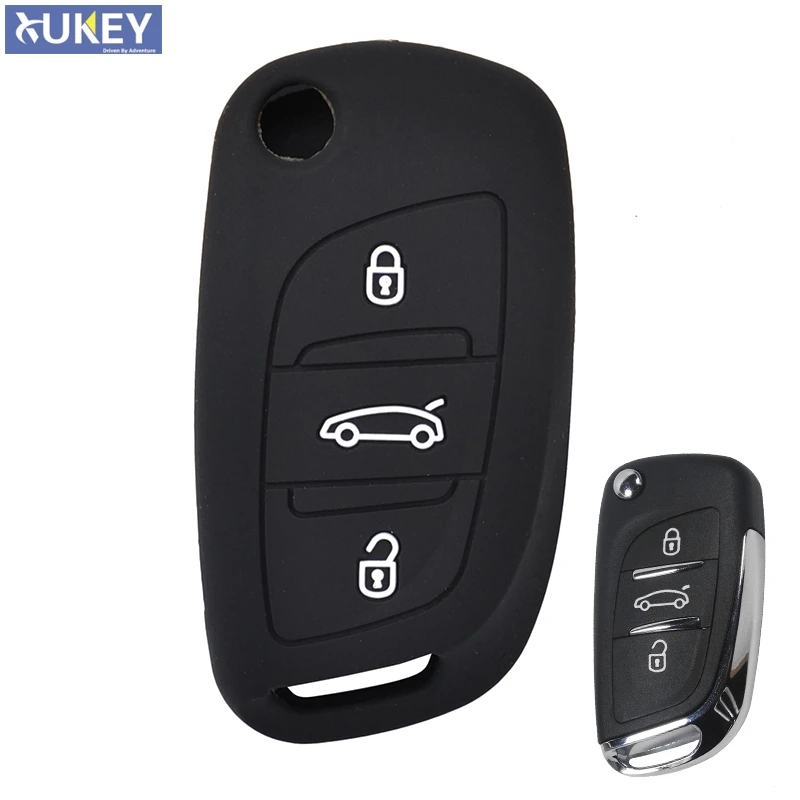 

3 Button Silicone Key Fob Cover Case For Citroen C2 C3 C4 C5 C4L DS3 DS4 DS5 DS6 Car Remote Flip Key Shell Protector