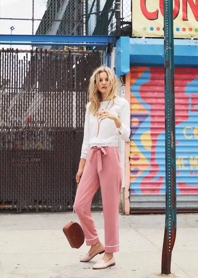 

hot French chic Women long Silk Lace Pants with the belt