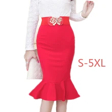 5XL Plus Size Pencil Skirt High Waist Mermaid Skirt 2016 Chic Fashion Women Leather Skirts Autumn Winter Long skirts for women