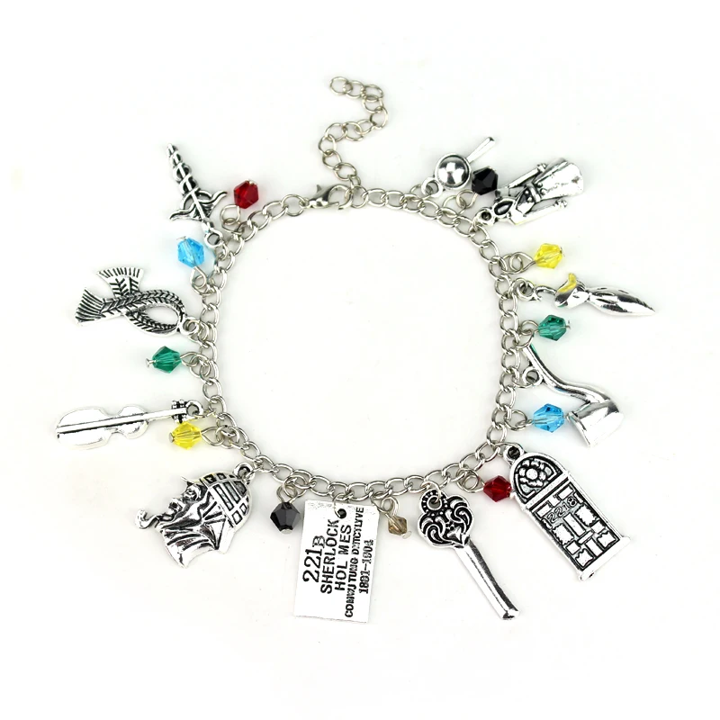 

Sherlock Holmes Bracelet John Watson Johnlock Bangle Key Door Clothes Crystal Bead Accessories Bracelets For Women