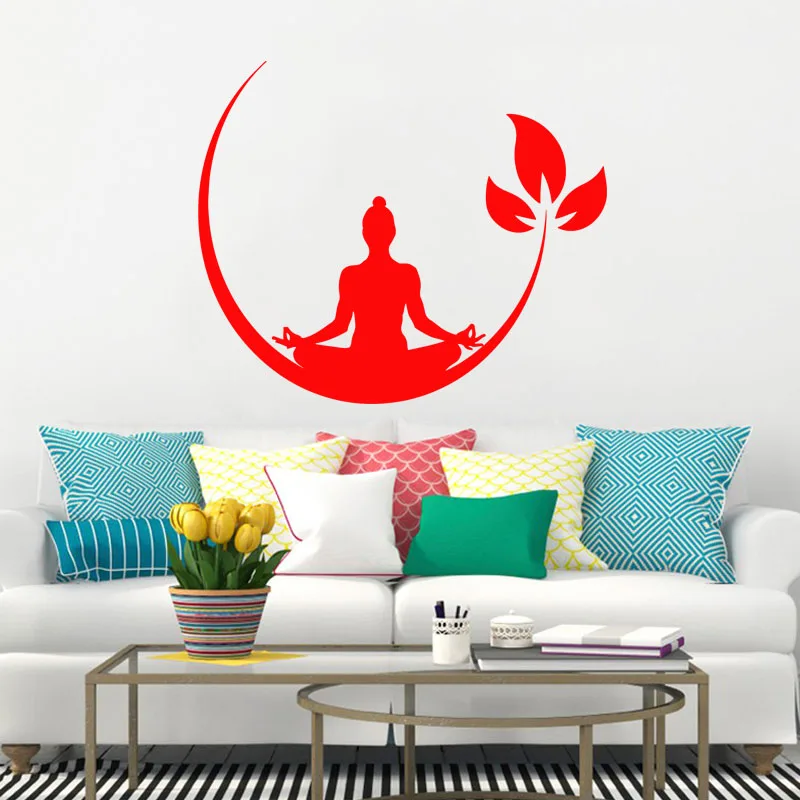 Художественный дизайн, украшение для дома, Виниловая наклейка на стену с изображением Луны и Будды, съемный красочный Декор для дома, отличительные знаки в комнатах